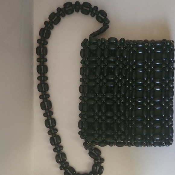 Walborg Vintage Green wood beaded Purse - Picture 2 of 15
